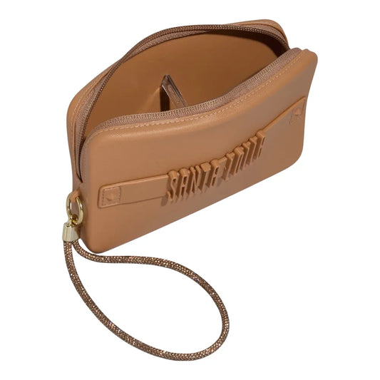 Clutch Santa Lolla Bege Borracha Alça Brilho