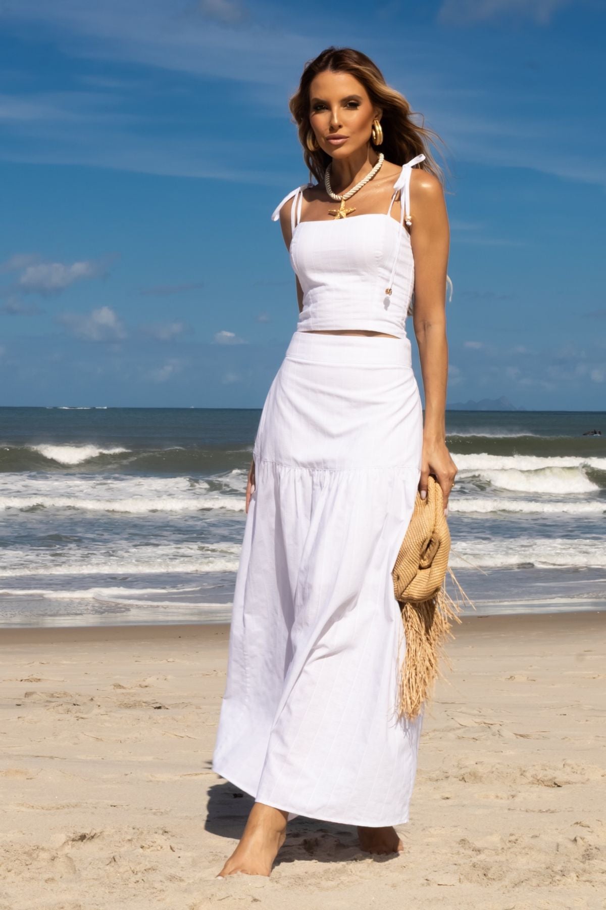 Cropped Branco Alças Amarradas Frysaide