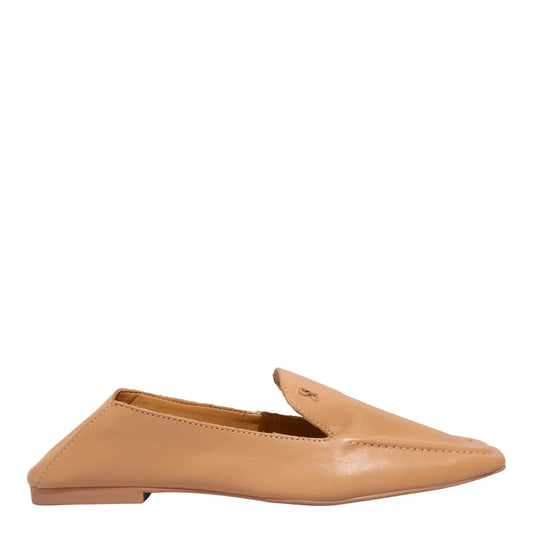 Mocassim Santa Lolla Couro Caramelo Bico Quadrado