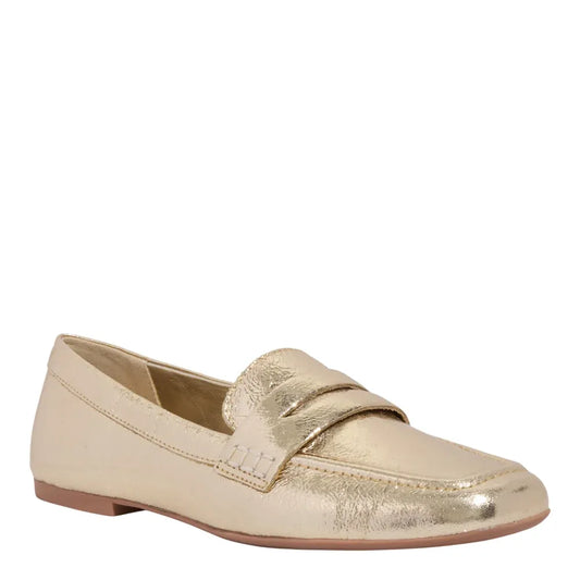 Mocassim Santa Lolla Dourado Couro Metalizado