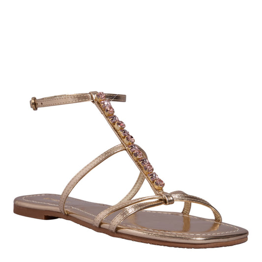 Rasteirinha Degalls Dourada Pedraria Rosa