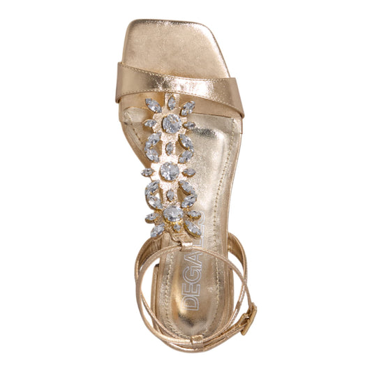 Rasteirinha Degalls Pedraria Dourada Bico Quadrado