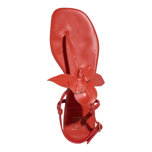 Rasteirinha Degalls Vermelha Flor Couro