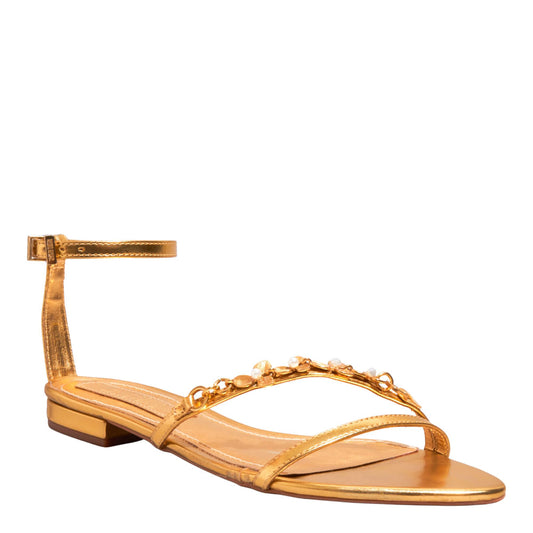 Rasteirinha Dourada Santa Lolla Flor Bico Fino