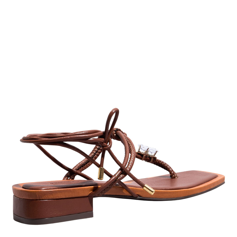 Rasteirinha Marrom Santa Lolla Amarração Brilho