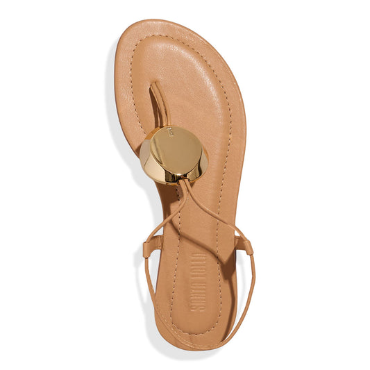 Rasteirinha Santa Lolla Bege Placa Metálica