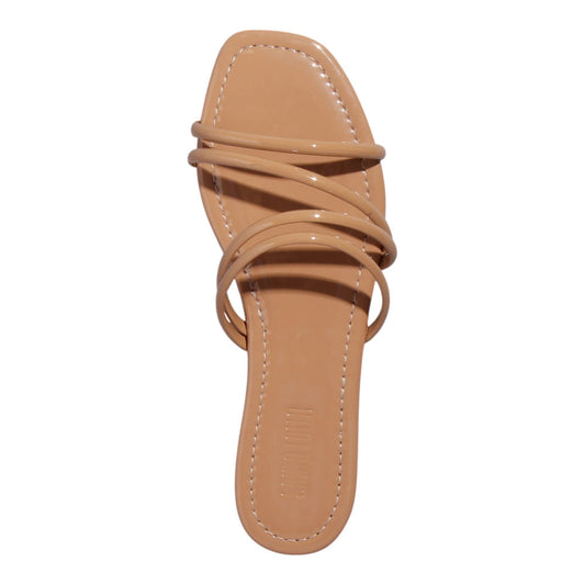 Rasteirinha Santa Lolla Bege Verniz Bico Quadrado