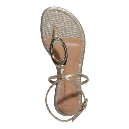 Rasteirinha Santa Lolla Dourada Metalizada Aplicação Metálica Dourada