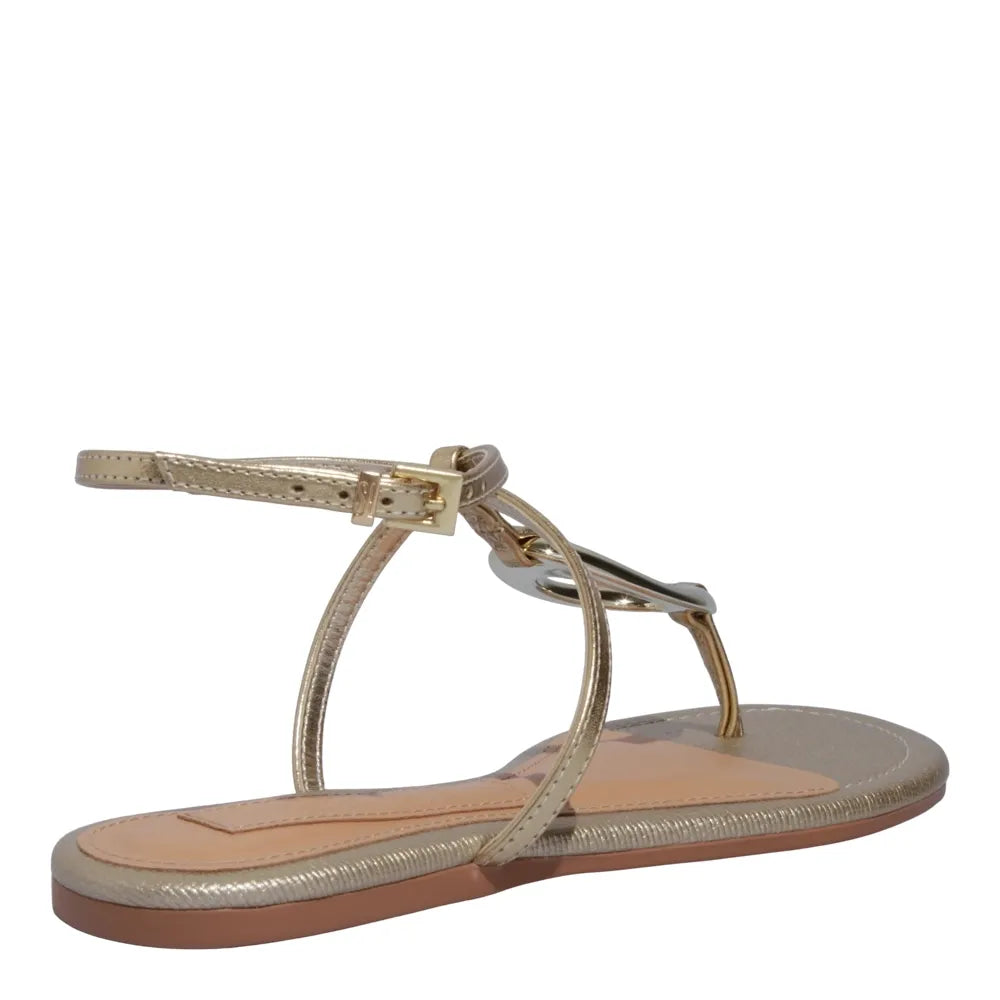 Rasteirinha Santa Lolla Dourada Metalizada Aplicação Metálica Dourada