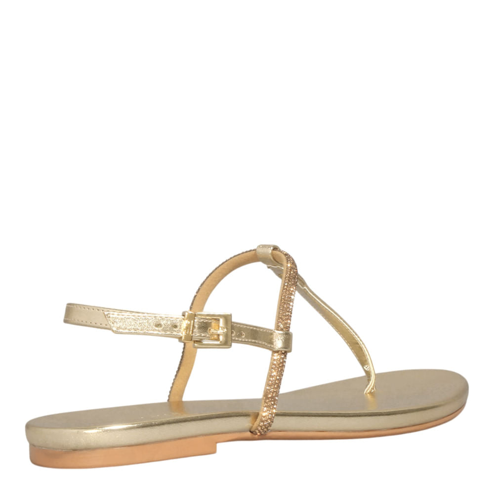 Rasteirinha Santa Lolla Dourada Metalizada Brilho