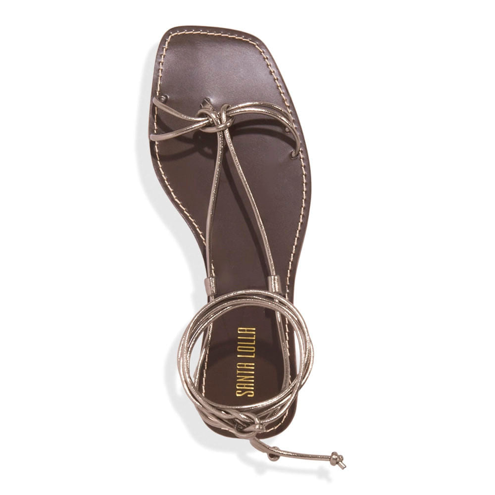 Rasteirinha Santa Lolla Grafite Amarração Metalizada