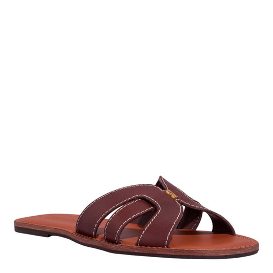 Rasteirinha Santa Lolla Marrom Couro Tiras