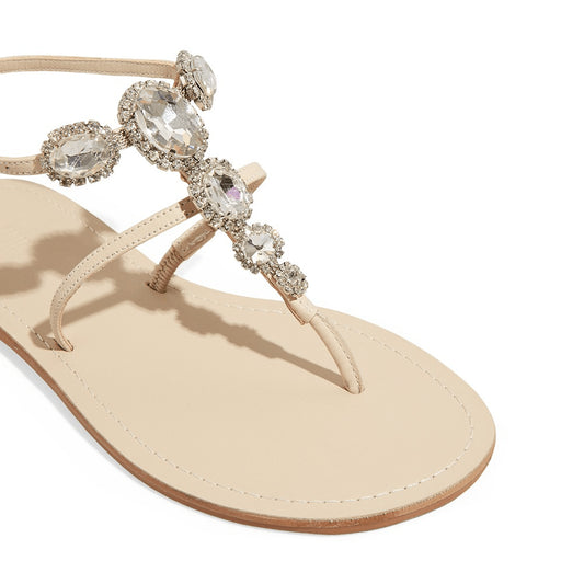 Rasteirinha Santa Lolla Pedraria Off White Couro