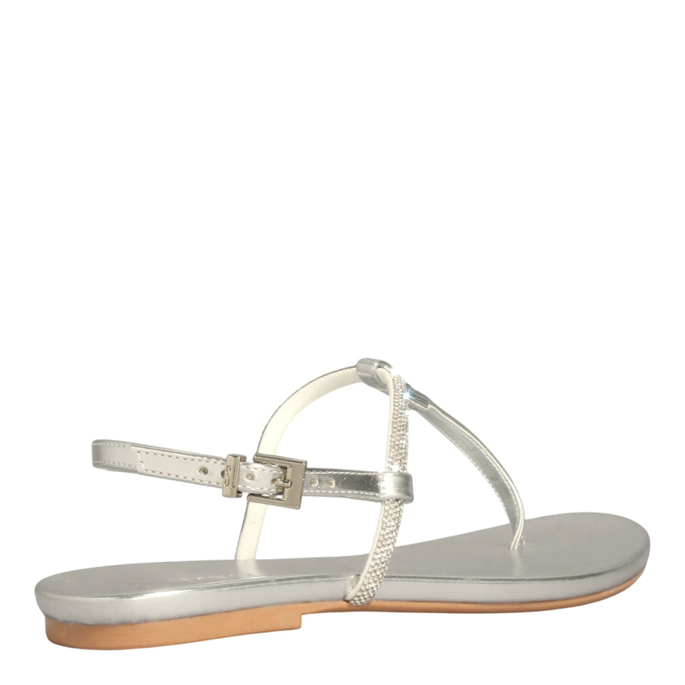 Rasteirinha Santa Lolla Prata Metalizada Brilho