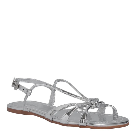 Rasteirinha Santa Lolla Prata Tiras Transpassadas