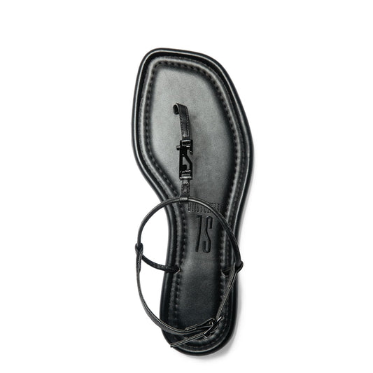 Rasteirinha Santa Lolla Preta Tiras Finas Fivela