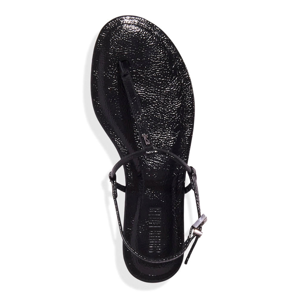 Rasteirinha Santa Lolla Preta Verniz Tiras Finas