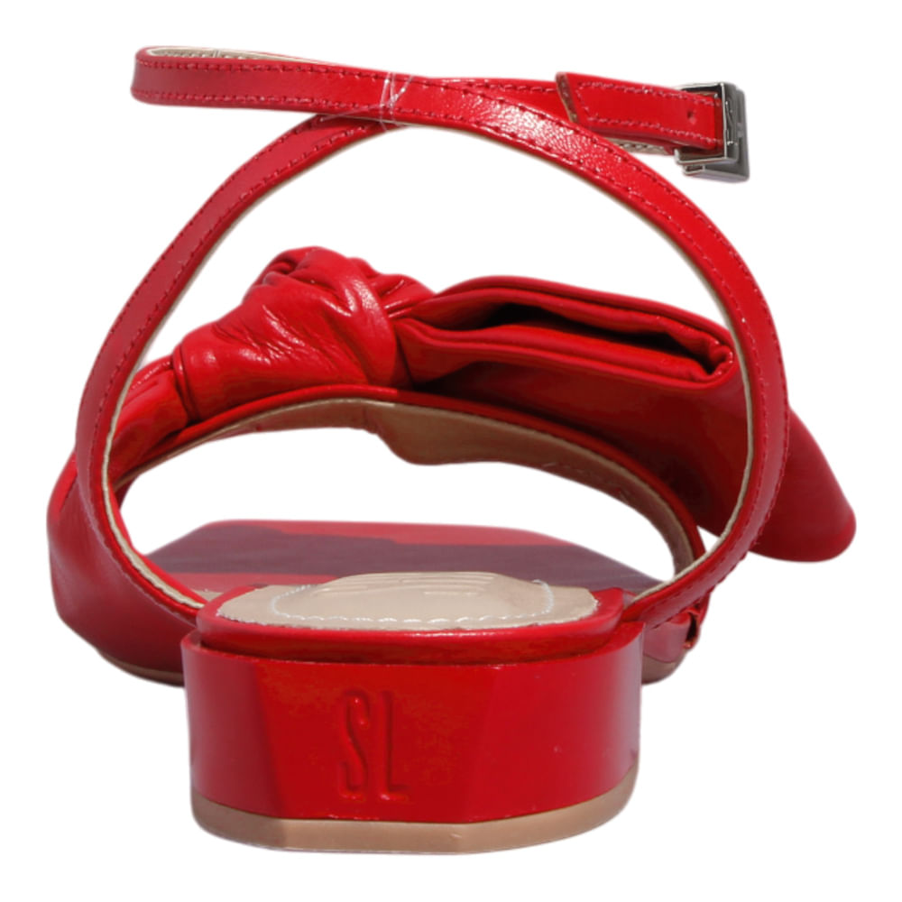 Rasteirinha Santa Lolla Vermelha Laço E Salto Bloco