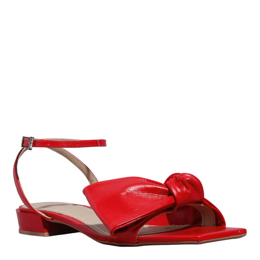 Rasteirinha Santa Lolla Vermelha Laço E Salto Bloco