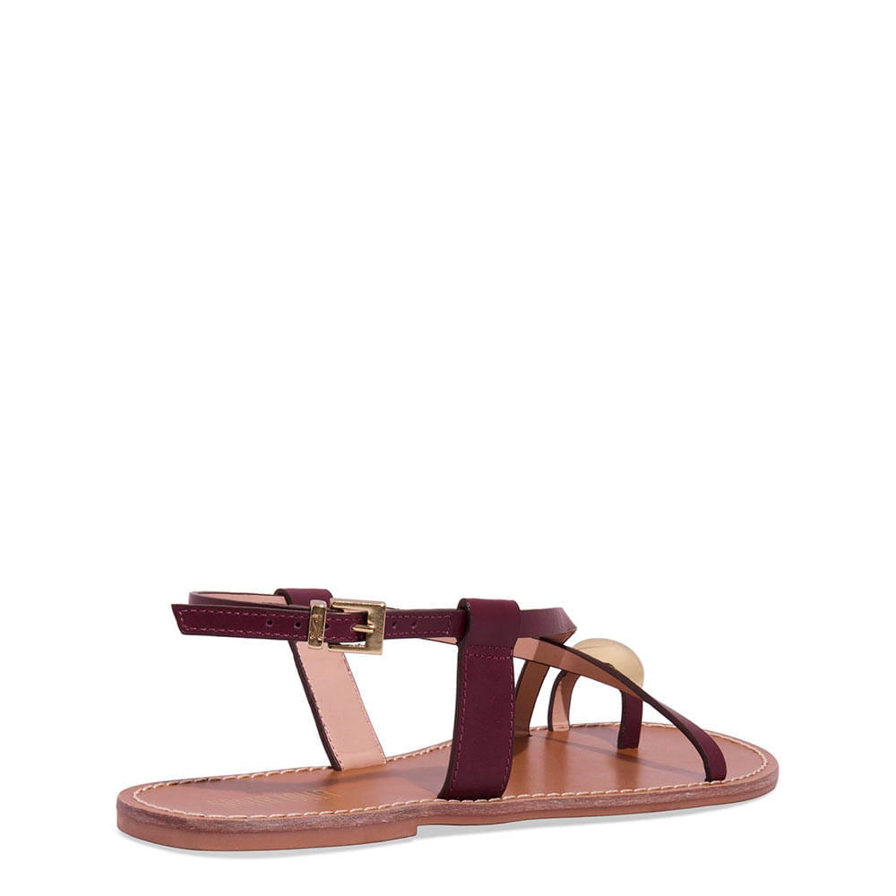 Rasteirinha Santa Lolla Vinho Tiras Finas Fivela