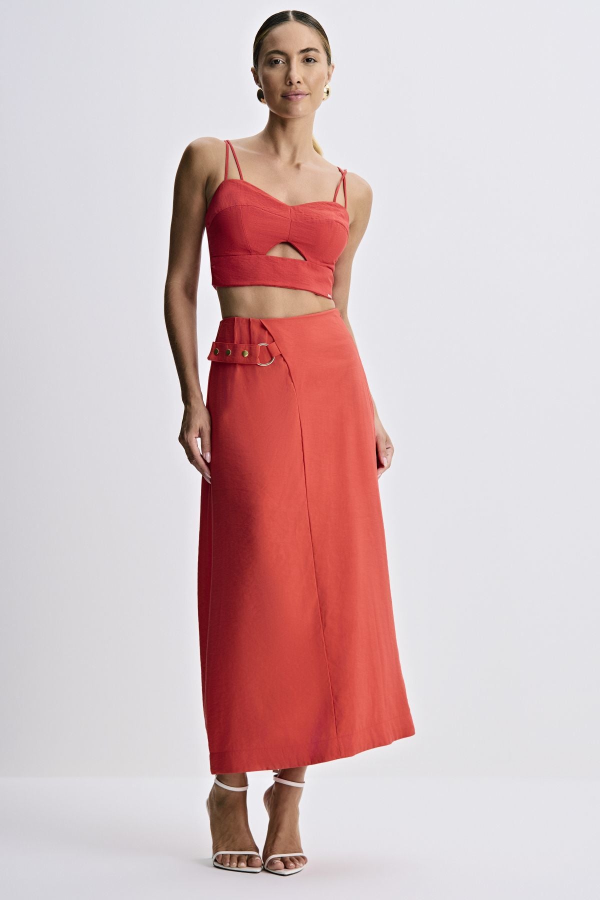 Saia Maxi Midi Vermelha Meia Loka