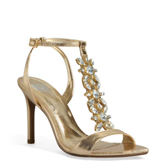 Sandália Degalls Pedraria Dourada Salto Alto