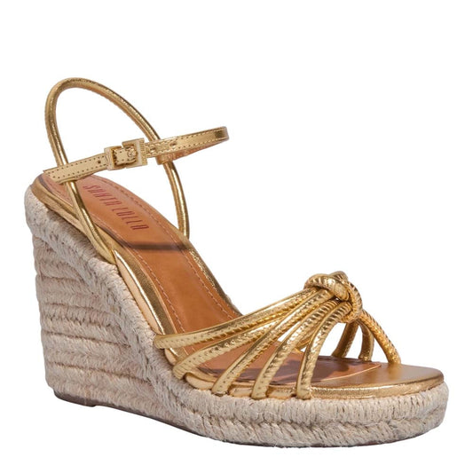 Sandália Espadrille Santa Lolla Dourada Salto Anabela