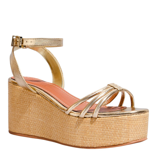 Sandália Plataforma Dourada Santa Lolla Espadrille