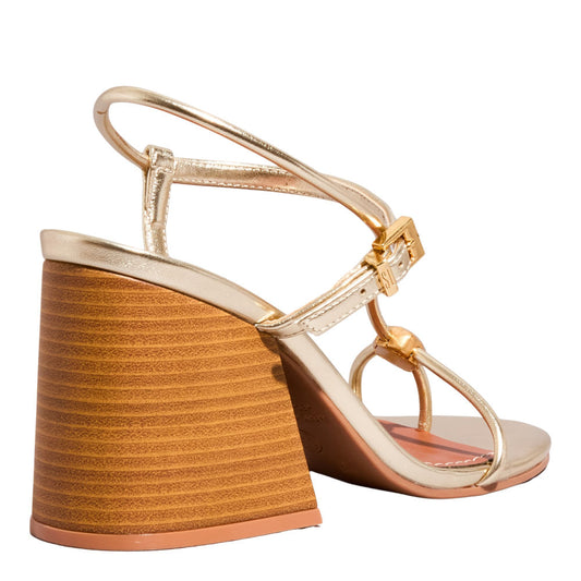 Sandália Plataforma Dourada Santa Lolla Salto Grosso