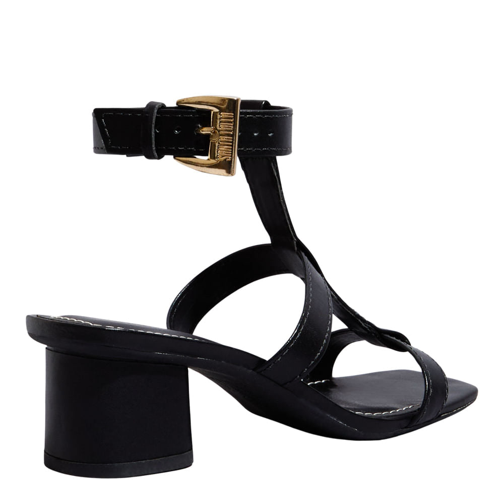 Sandália Preta Santa Lolla Salto Grosso