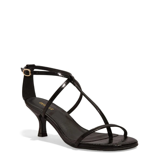 Sandália Preta Verniz Degalls