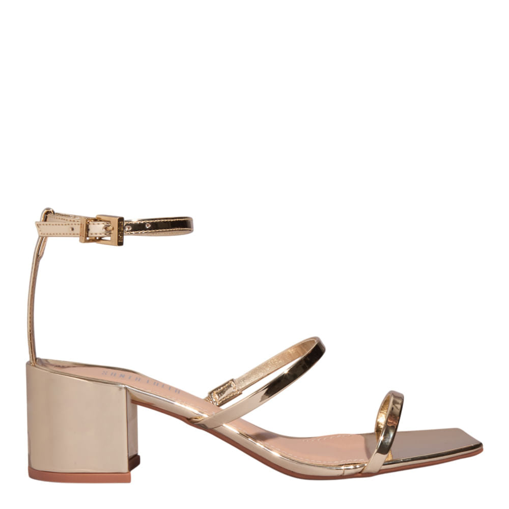 Sandália Santa Lolla Dourada Metalizada Salto Bloco