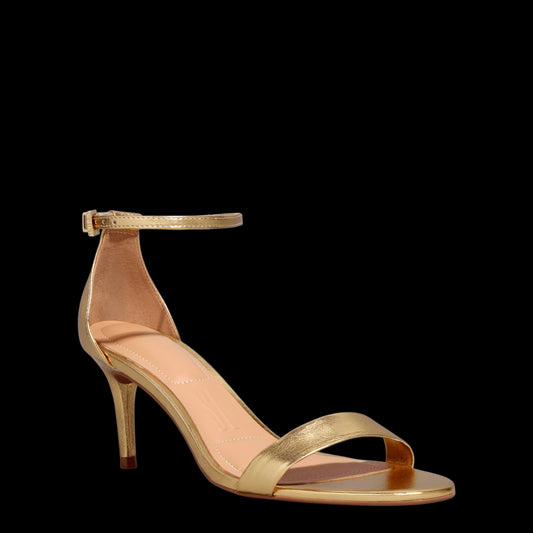 Sandália Santa Lolla Dourada Metalizada Salto Fino