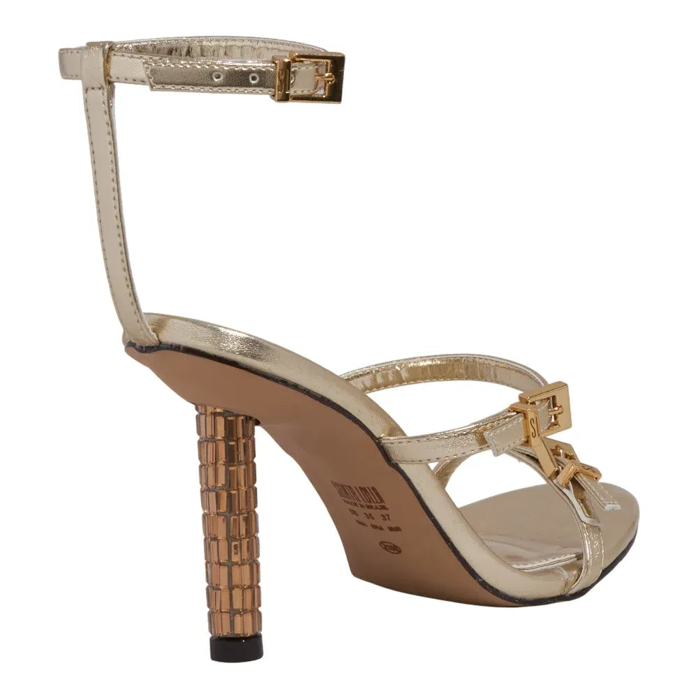 Sandália Santa Lolla Dourada Metalizada Salto Fino