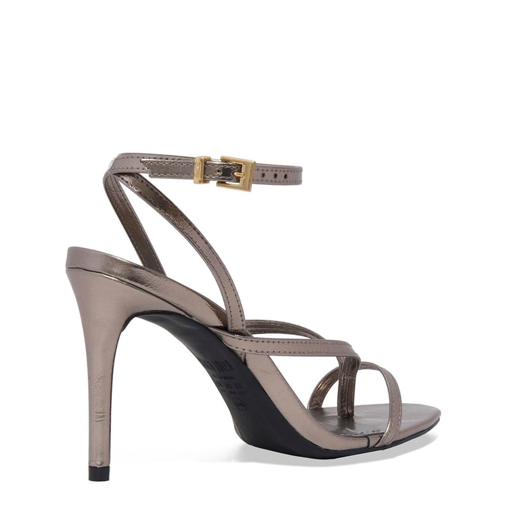 Sandália Santa Lolla Grafite Metalizada Salto Fino