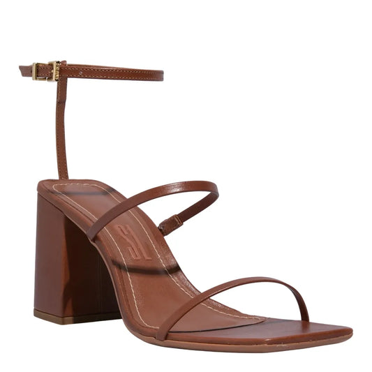 Sandália Santa Lolla Marrom Couro Salto Bloco