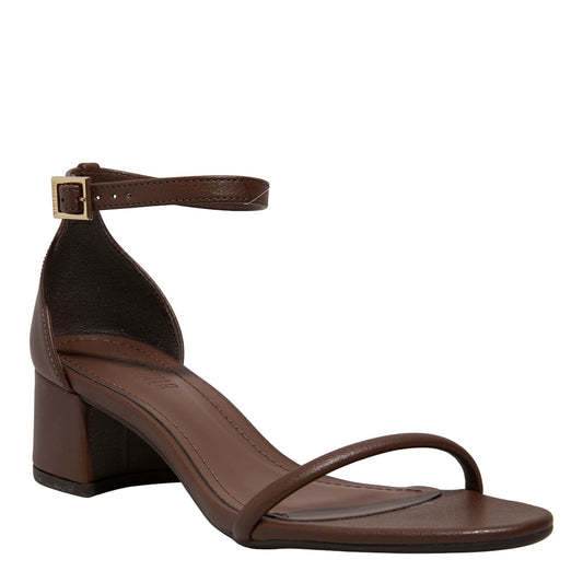 Sandália Santa Lolla Marrom Salto Bloco Tiras