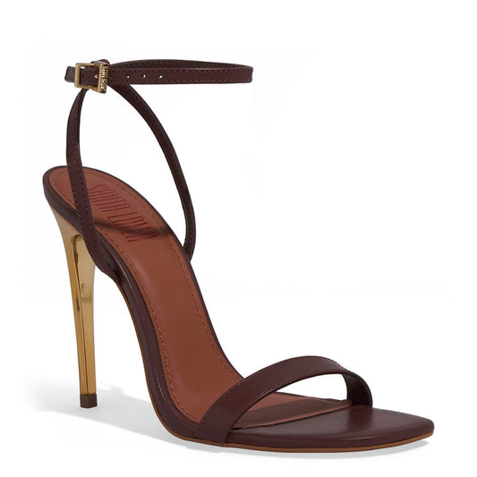 Sandália Santa Lolla Marrom Salto Fino Dourado
