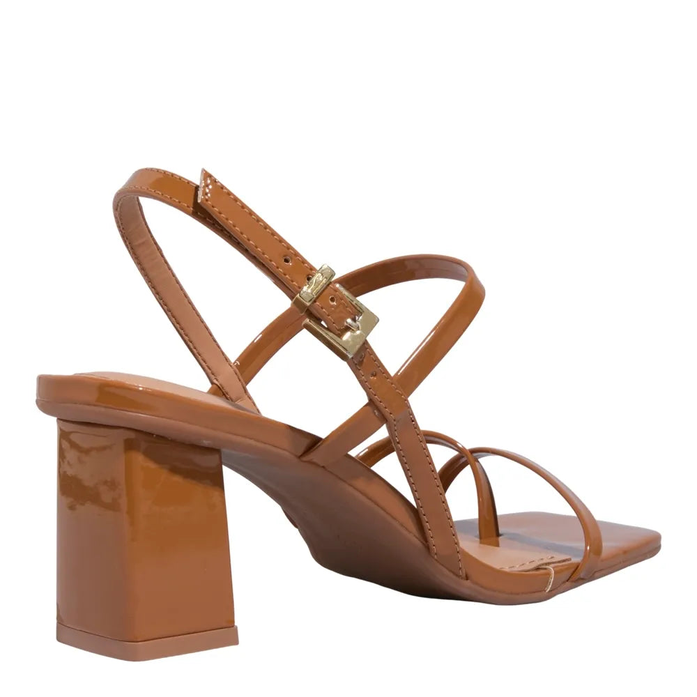 Sandália Santa Lolla Marrom Verniz Salto Bloco