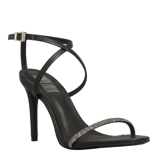 Sandália Santa Lolla Preta Brilho Salto Fino