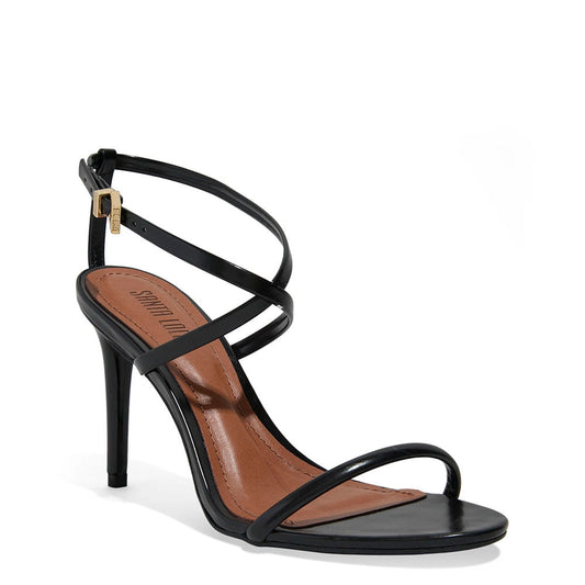 Sandália Santa Lolla Preta Tiras Finas Salto Fino