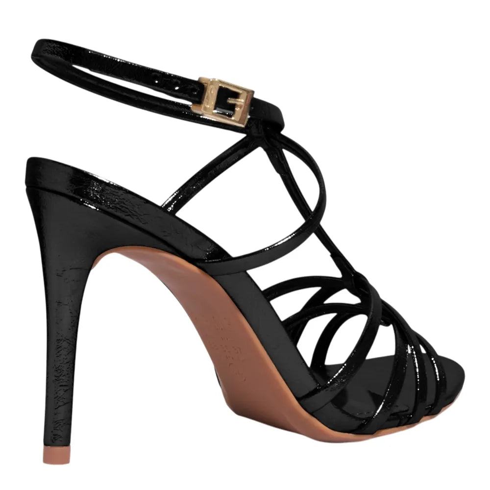 Sandália Santa Lolla Preta Verniz Salto Alto Fino