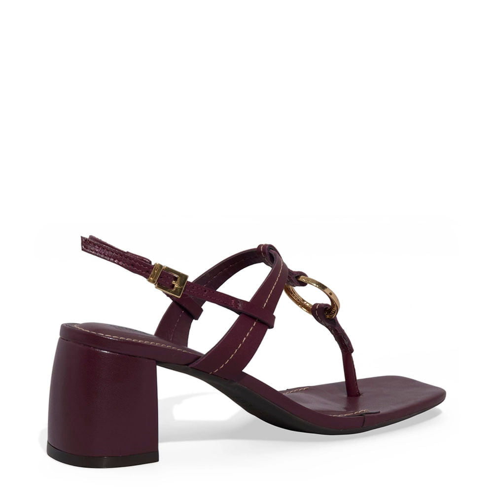 Sandália Santa Lolla Vinho Couro Salto Bloco