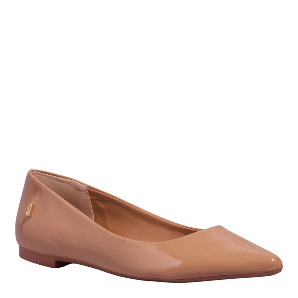 Sapatilha Santa Lolla Bege Verniz Bico Fino