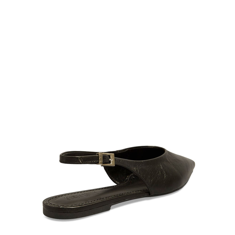 Sapatilha Santa Lolla Preta Couro Slingback