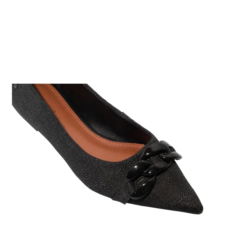 Sapatilha Santa Lolla Preta Linho Correntes