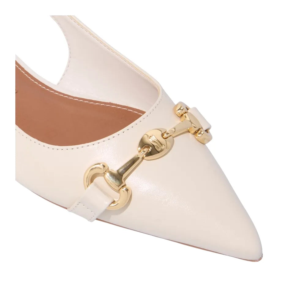 Sapatilha Slingback Santa Lolla Couro Off White Bridão