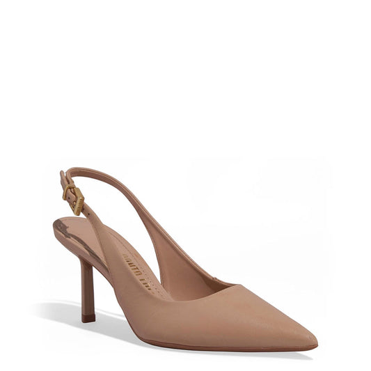 Scarpin Santa Lolla Bege Couro Slingback Salto Fino