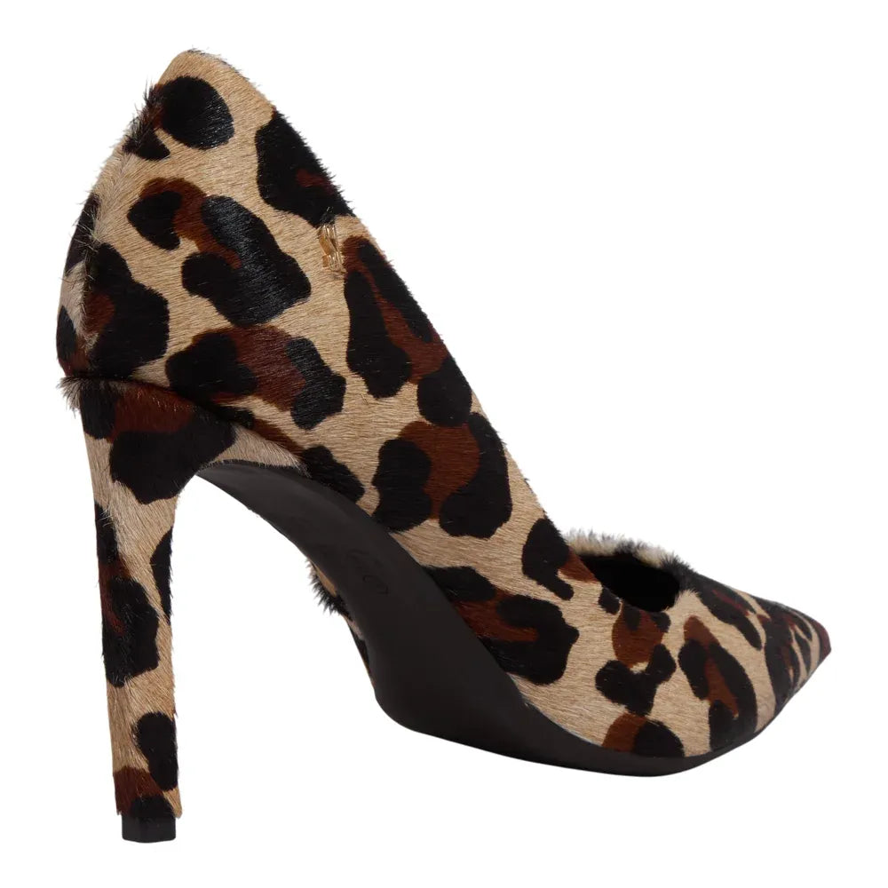 Scarpin Santa Lolla Onça Couro Com Pelo Salto Alto