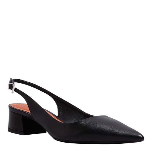 Scarpin Slingback Santa Lolla Preto Couro Salto Baixo